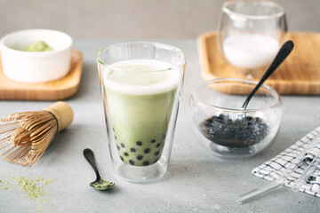 Vegan Matcha bubble tea made with plant based ingredients