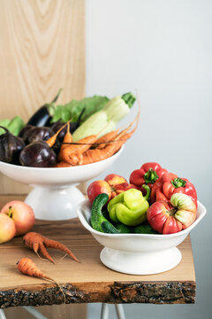 Misshapen vegetables and fruits. Food that does not pass standards