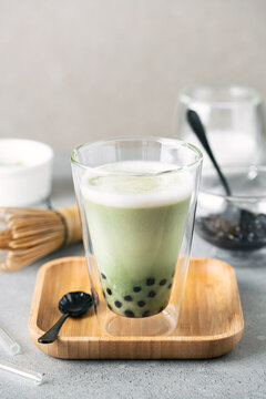 Vegan Matcha bubble tea made with plant based ingredients