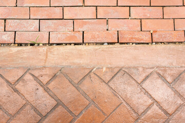 Red brick background. Abstract weathered texture stained old stucco light Red. Red grunge brick wall background.