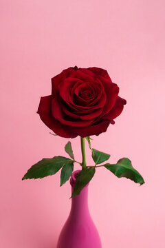 Rose in the pink vase