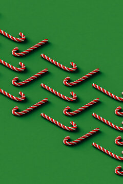 rows of candy canes. 3d render