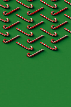 isometric view of many red and white candy cane