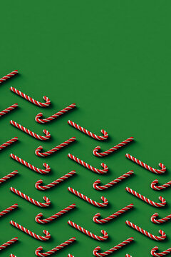 red and white candy cane. 3d render