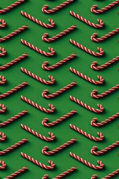 isometric pattern of many red and white candy cane