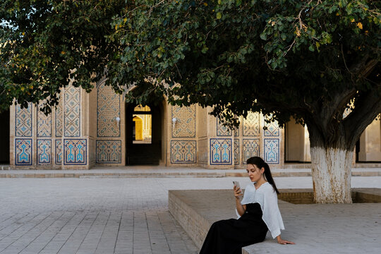 woman traveling in Uzbekistan 