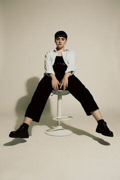 Woman with pixie cut portrait
