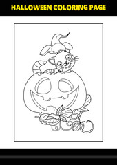 Halloween coloring page for kids. Line art coloring page design for kids.