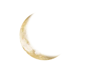 Foto op Canvas Quarter yellow sphere moon graphic on transparent background © Andy