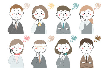 ビジネスマンとOLのアイコン　困る　トラブル