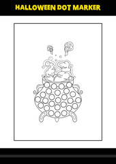 Halloween dot coloring page for kids. Line art coloring page design for kids.