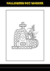 Halloween dot coloring page for kids. Line art coloring page design for kids.