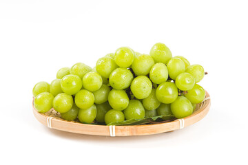 bunch of fresh green Shine Muscat grape isolated on white background