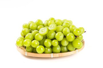 bunch of fresh green Shine Muscat grape isolated on white background
