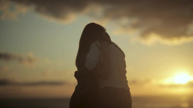 Women comforting friendly hug friends hugging empathy compassion grief love slow motion
