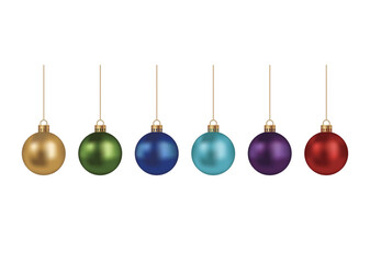 Realistic Christmas Balls Vector Illustration Set Isolated On A White Background.