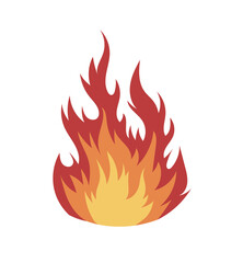 Fire flames, bright fireball, cartoon campfire heat isolated icons set. Vector wildfire and red hot bonfire, animated flame. Sparkling ignite, furious flammable fiery combustion