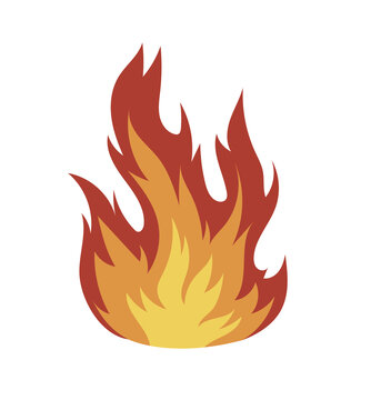 Fire flames, bright fireball, cartoon campfire heat isolated icons set. Vector wildfire and red hot bonfire, animated flame. Sparkling ignite, furious flammable fiery combustion