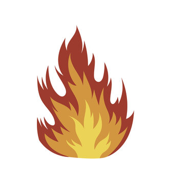 Fire flames, bright fireball, cartoon campfire heat isolated icons set. Vector wildfire and red hot bonfire, animated flame. Sparkling ignite, furious flammable fiery combustion