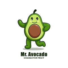 cute avocado character mascot design