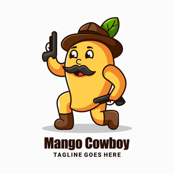 cute mango cowboy character mascot design
