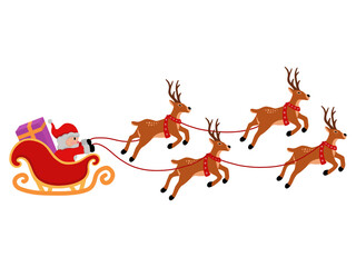 Christmas with Santa Claus and Reindeer Flying
