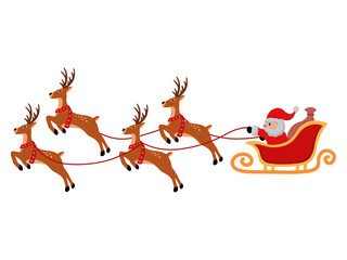 Christmas with Santa Claus and Reindeer Flying

