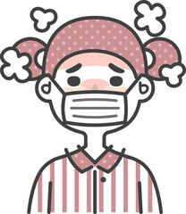 Child is sick with a cold and fever Wear a mask