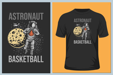 basketball astronaut t shirt vector illustration