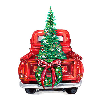 christmas car with tree 