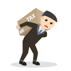 businessman carrying tax box design