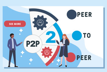 p2p peer to peer acronym. business concept background. vector illustration concept with keywords and icons. lettering illustration with icons for web banner, flyer, landing pag