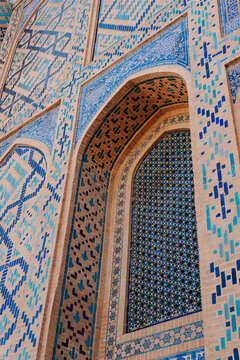 mosaic pattern design background of ceramic tiles of Registan