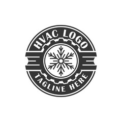 Professional HVAC logo silhouette design vector isolated, ,gear wheel setting icon hvac service, snowflake, heating and cooling llc logo