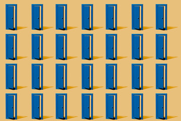 open doors painted blue