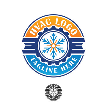 Professional HVAC Logo Design Vector Isolated, Snowflake,  Logo HVAC Circular Emblem Cool And Trendy, Gear Wheel Setting Icon Hvac Service, Heating And Cooling Llc Logo