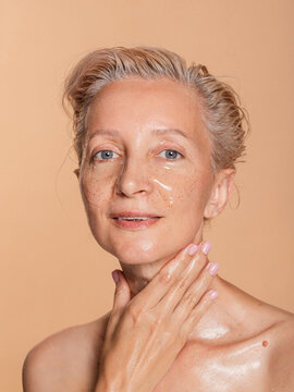 Beauty portrait with eye patches 