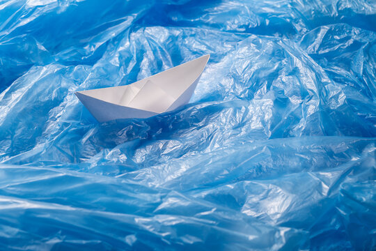 Ocean from a plastic bag. Blue color, translucent