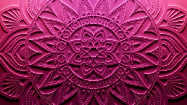Pink Decorative Pattern Background. Three-dimensional Diwali Festival Concept. 3D Render.