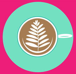 Cup of coffee with leaf art.