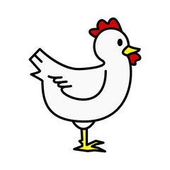 Simple And Clean White Chicken Vector Illustration
