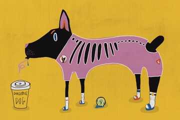 funny illustration of a dog