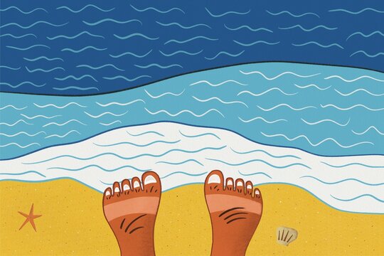 illustration of feet in the sand