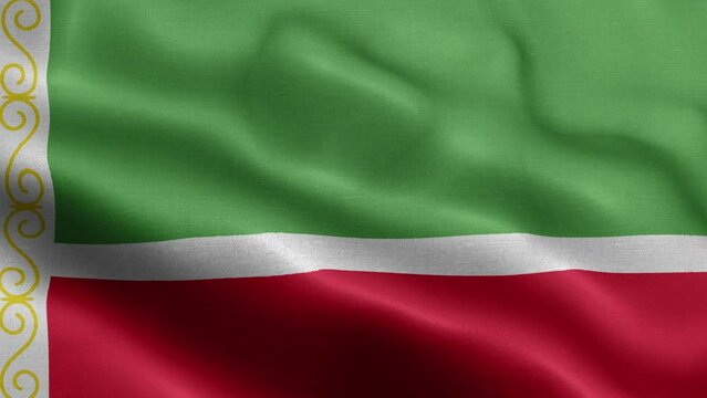 Flag Of Chechen Republic - Chechen Republic Flag High Detail - National flag Chechen Republic wave Pattern loopable Elements - Fabric texture and endless loop - The flag of fluttering in the wind