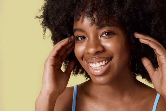 Beauty Portrait Of Black Latin Cuban Girl with Afro Hair and Skin