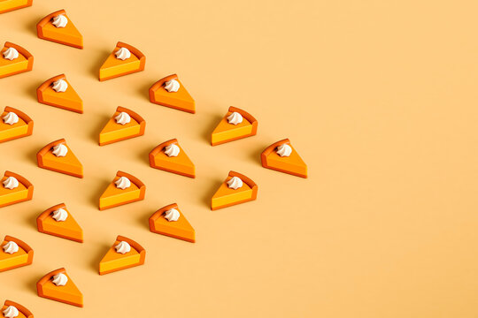 triangle of pumpking pie sliceswith copy space
