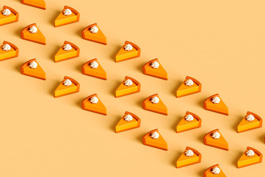 three rows of pumpking pie slices