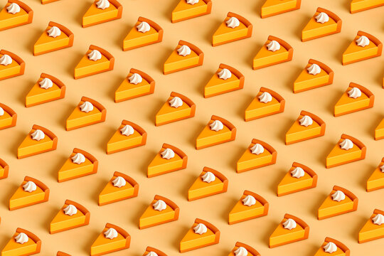 isometric pattern of many pumpking pie slices