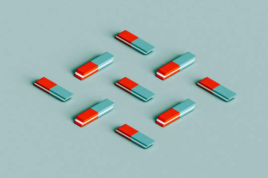 rhombus from red and blue erasers