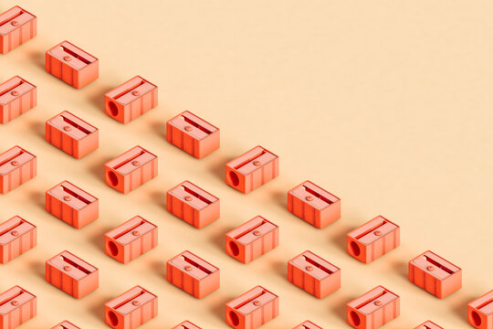 pink pencil sharpener in different positions